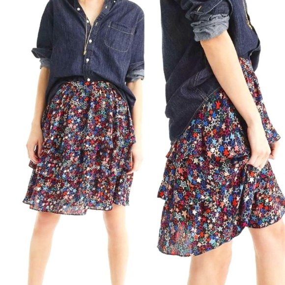 J. Crew Dresses & Skirts - J. Crew Kaleidoscope Star Print Tiered Skirt EUC Size 12